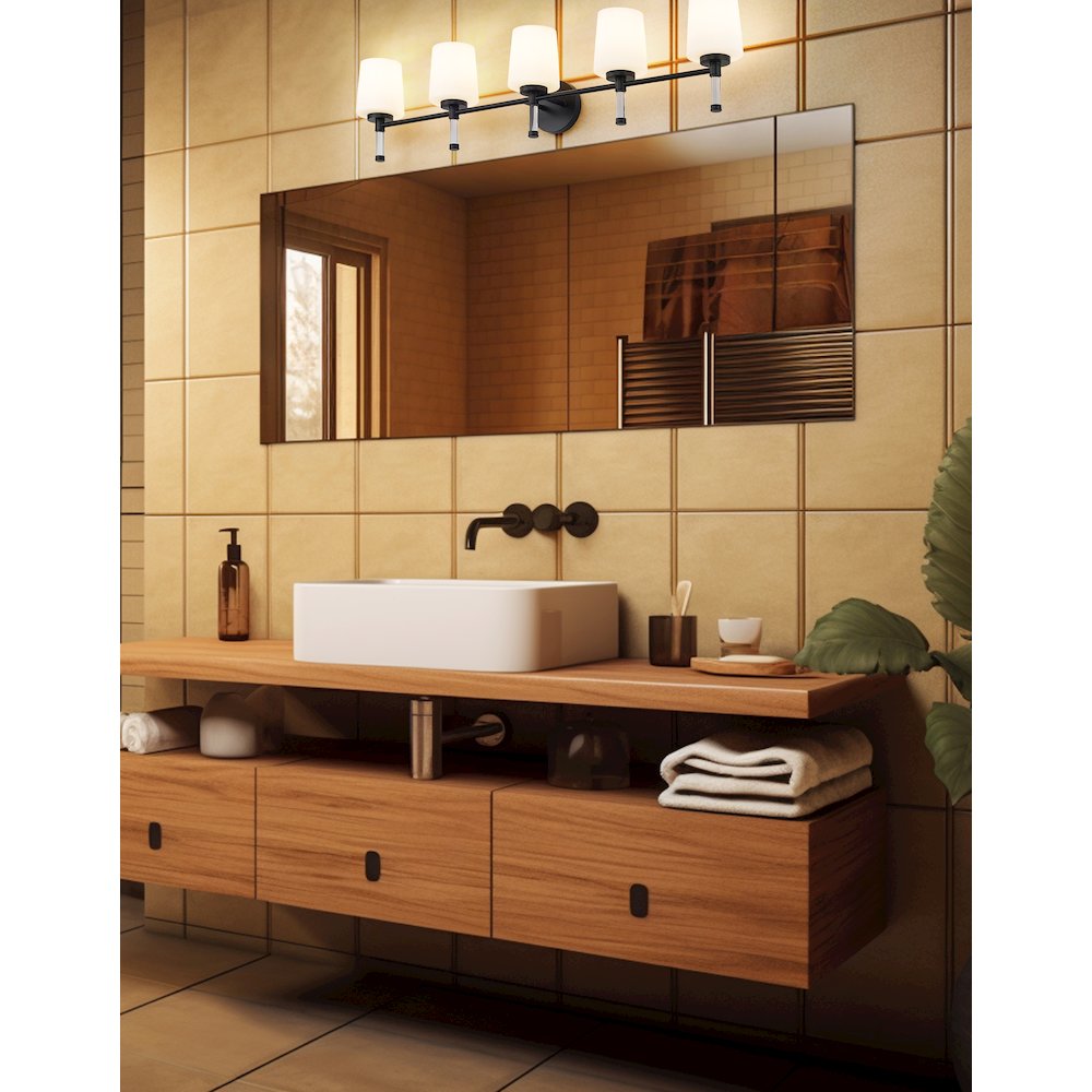 Z-Lite 5 Light Vanity, Matte Black. Picture 5