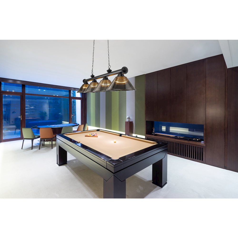 Z-Lite Cordon 4 Light Billiard, Steel Frame, Smoke Shade Color. Picture 7