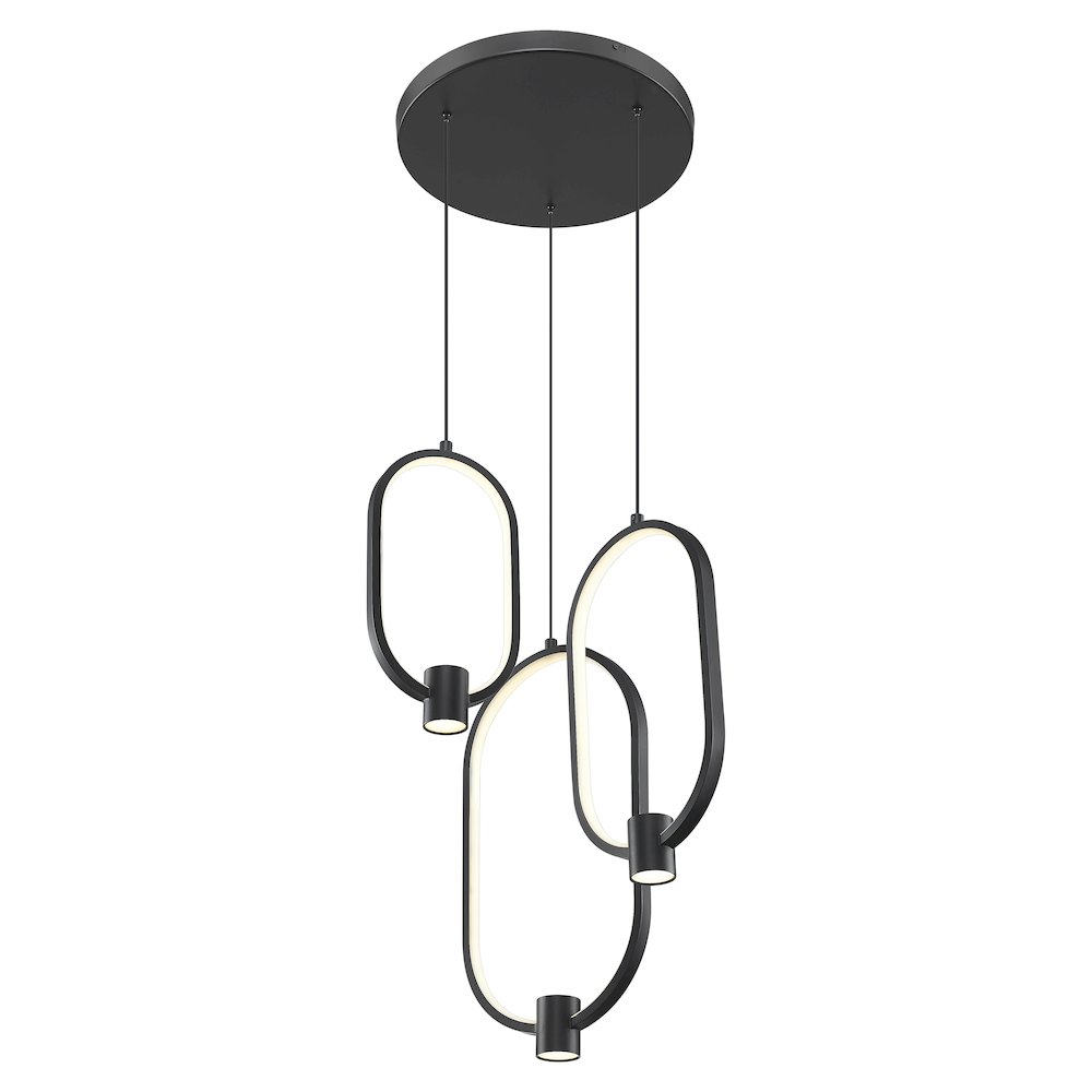 Z-Lite 3 Light Chandelier, Matte Black. Picture 2