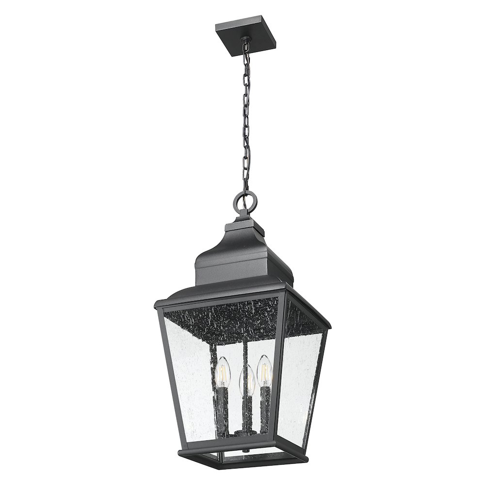 Z-Lite 3 Light Outdoor Chain Mount Ceiling Fixture, Sand Black. Picture 7