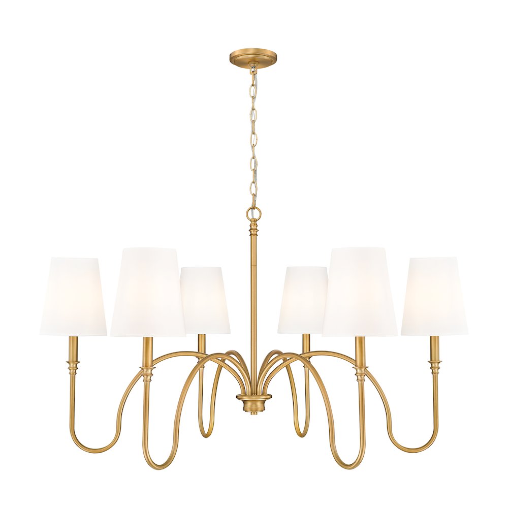Z-Lite 6 Light Chandelier, Rubbed Brass. Picture 1