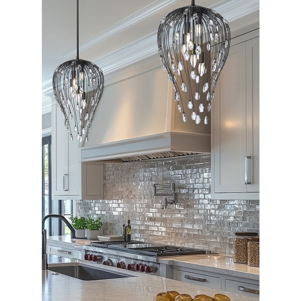 Z-Lite 5 Light Pendant, Matte Black. Picture 5