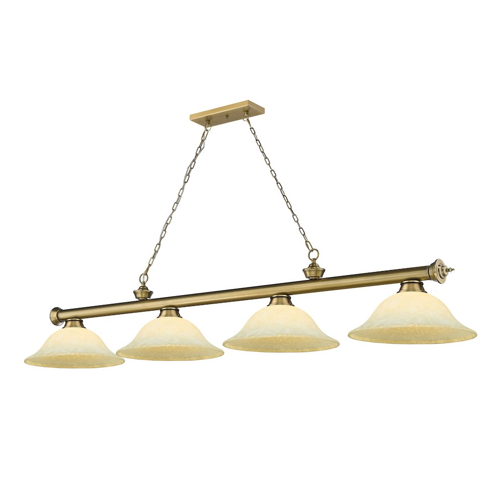 Z-Lite Cordon 4 Light Billiard, Steel Frame, Golden Mottle Shade Color. Picture 1