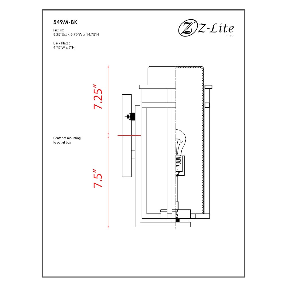 Z-Lite 1 Light Outdoor Wall Light. Picture 2