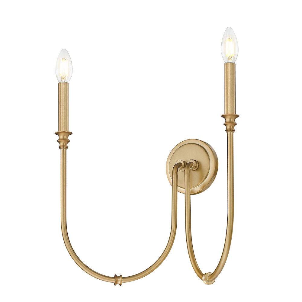 Z-Lite 2 Light Wall Sconce, Rubbed Brass. Picture 3