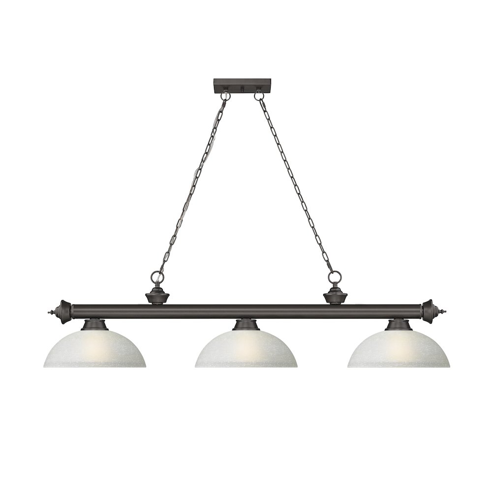Z-Lite Cordon 3 Light Billiard, Steel Frame, White Linen Shade Color. Picture 2