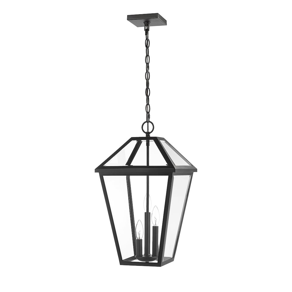 Z-Lite Talbot 3 Light Outdoor Chain Mount Ceiling Fixture, Black. Picture 5