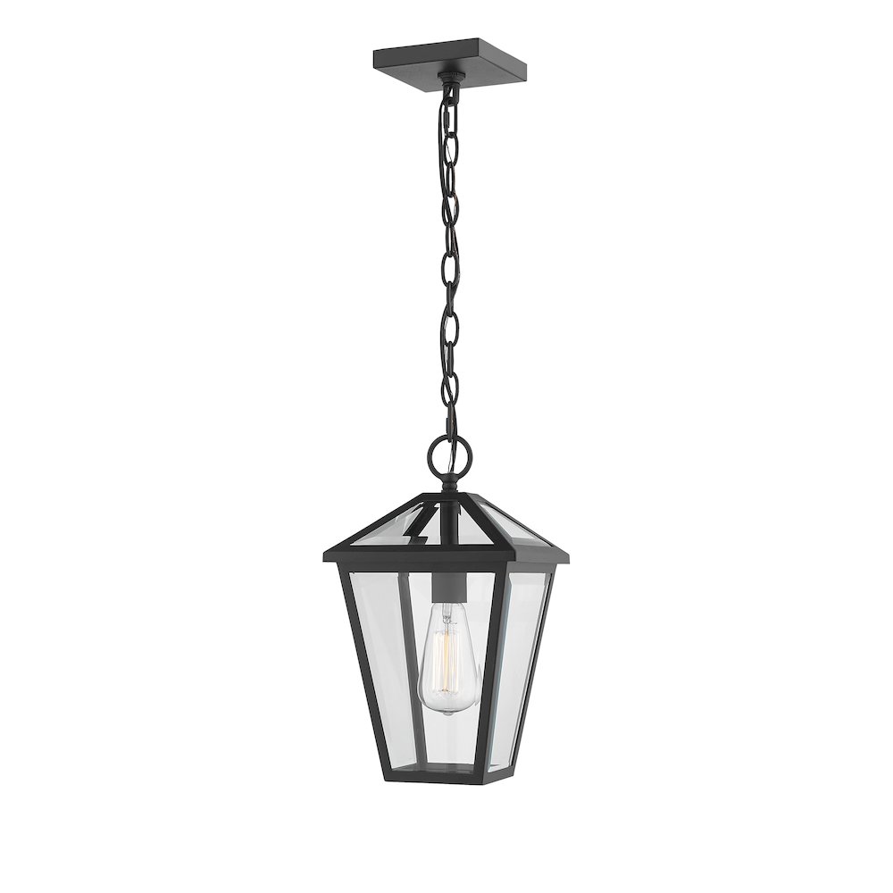 Z-Lite Talbot 1 Light Outdoor Chain Mount Ceiling Fixture, Black. Picture 1