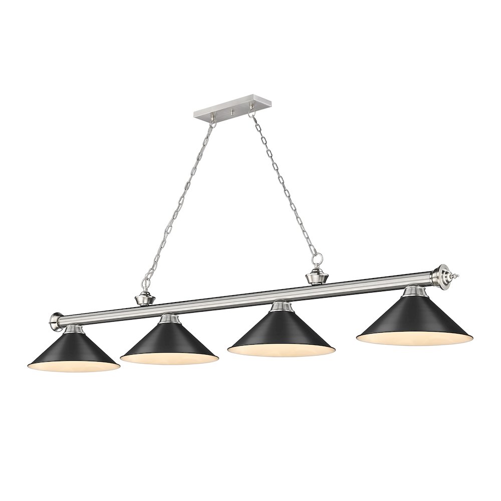 Z-Lite Cordon 4 Light Billiard, Steel Frame, Matte Black Shade Color. Picture 1