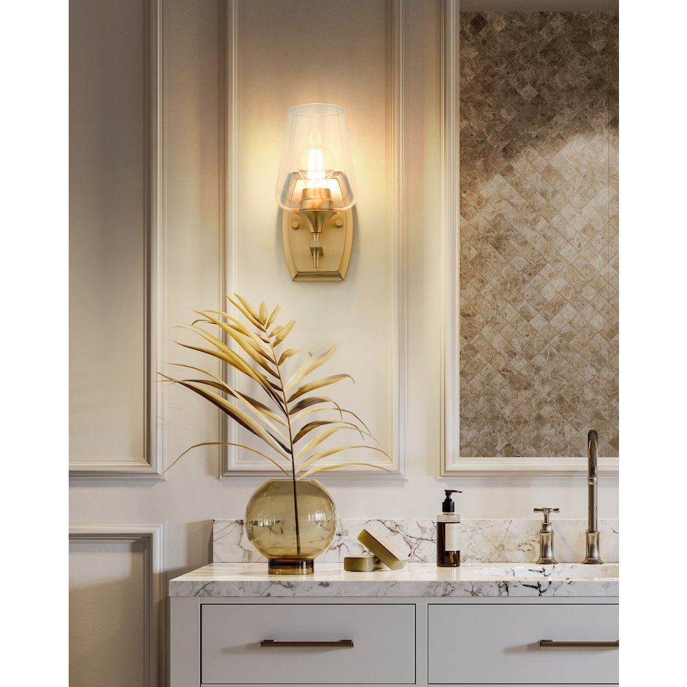 Z-Lite 1 Light Wall Sconce, Burnished Brass. Picture 6