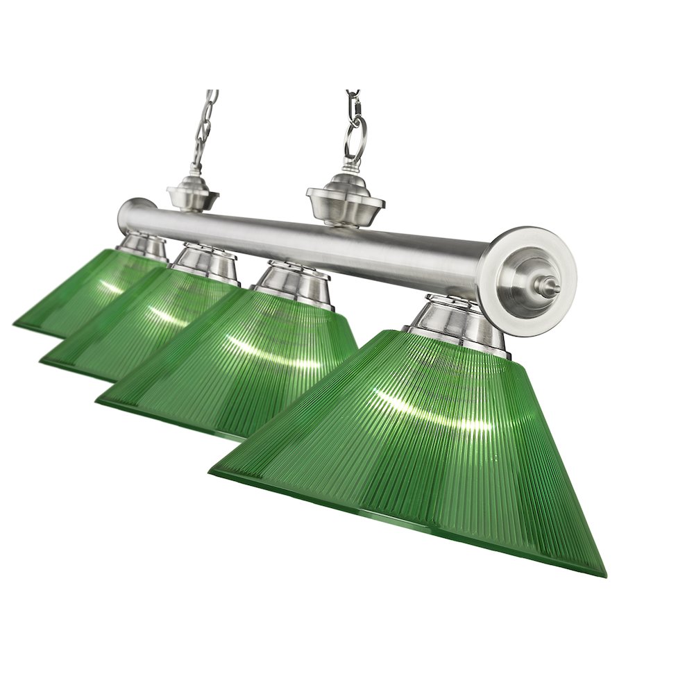Z-Lite Cordon 4 Light Billiard, Steel Frame, Green Shade Color. Picture 4