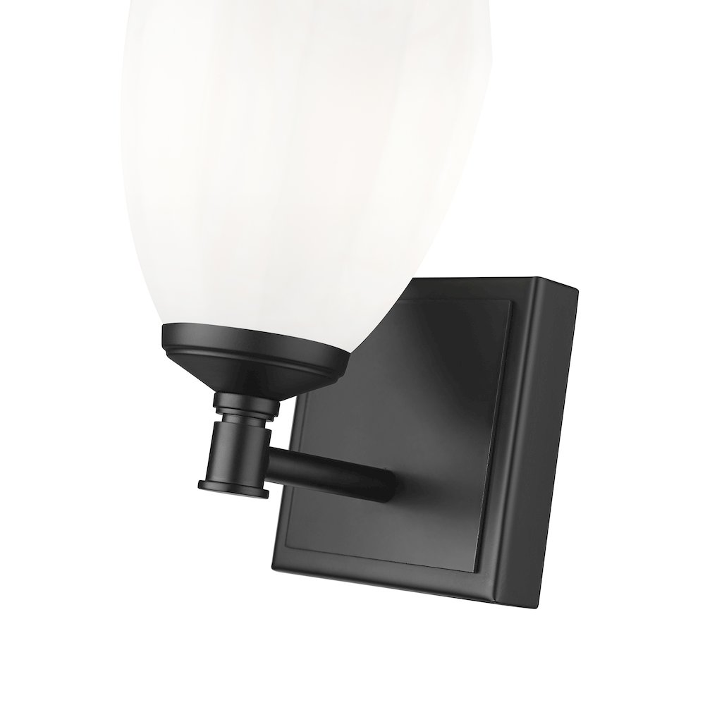 Z-Lite Oren 1 Light Vanity in Matte Black color, Steel frame. Picture 4