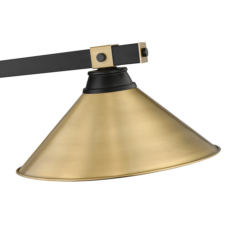 Z-Lite Bronte 3 Light Billiard, Steel Frame, Rubbed Brass Shade Color. Picture 4