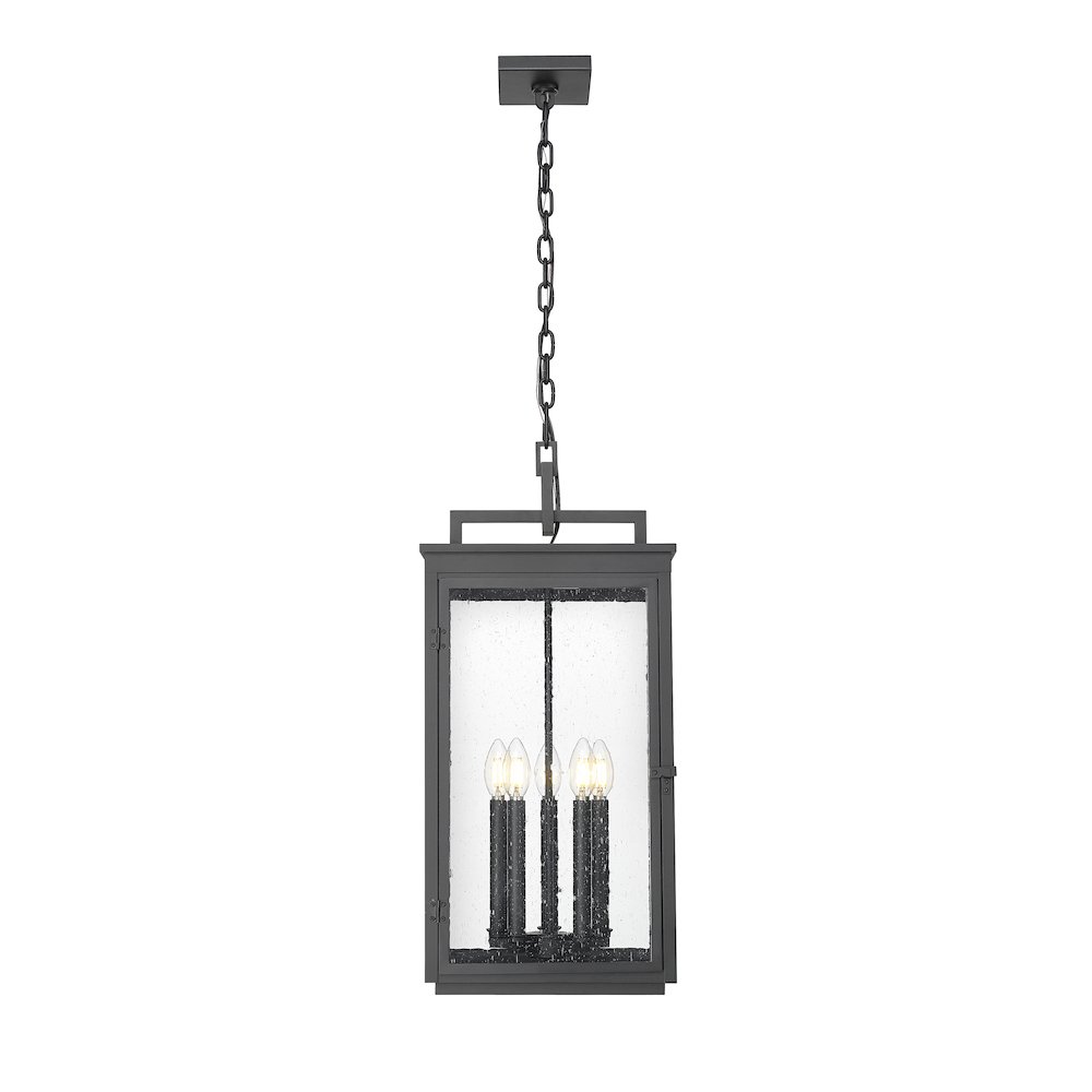 Z-Lite Hartwell 5 Light Outdoor Chain Mount Ceiling Fixture in Sand Black color. Picture 3