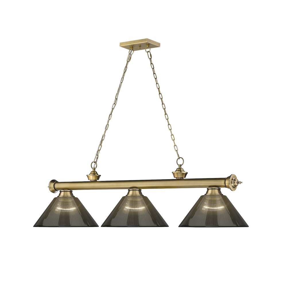Z-Lite Cordon 3 Light Billiard, Steel Frame, Smoke Shade Color. Picture 3