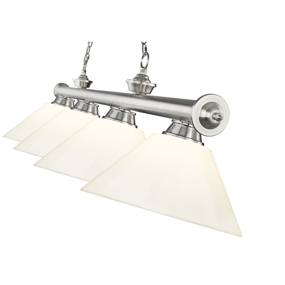Z-Lite Cordon 4 Light Billiard, Steel Frame, White Shade Color. Picture 4