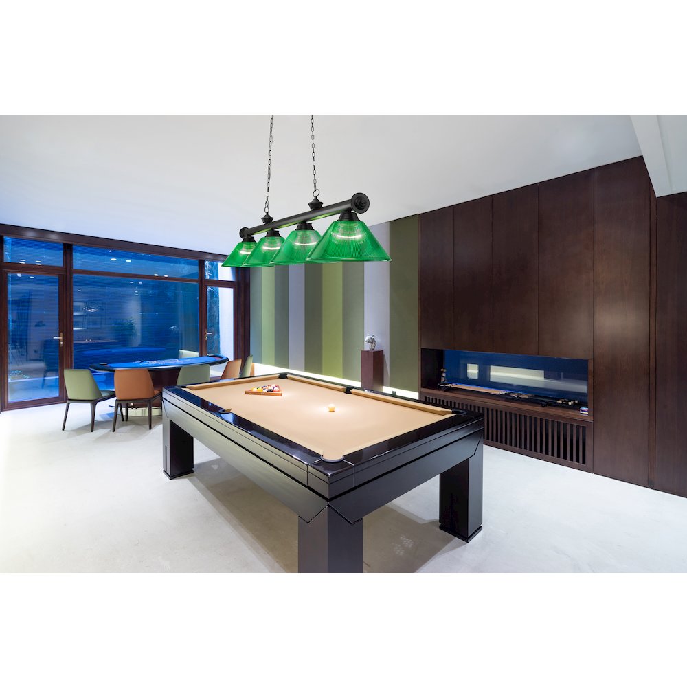 Z-Lite Cordon 4 Light Billiard, Steel Frame, Green Shade Color. Picture 7
