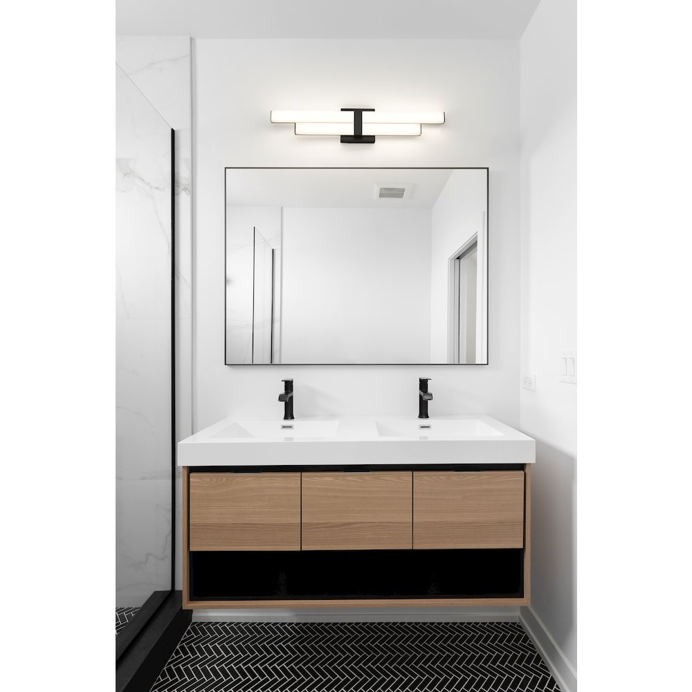 Z-Lite Zane 2 Light Vanity in Matte Black Frame Finish. Picture 7