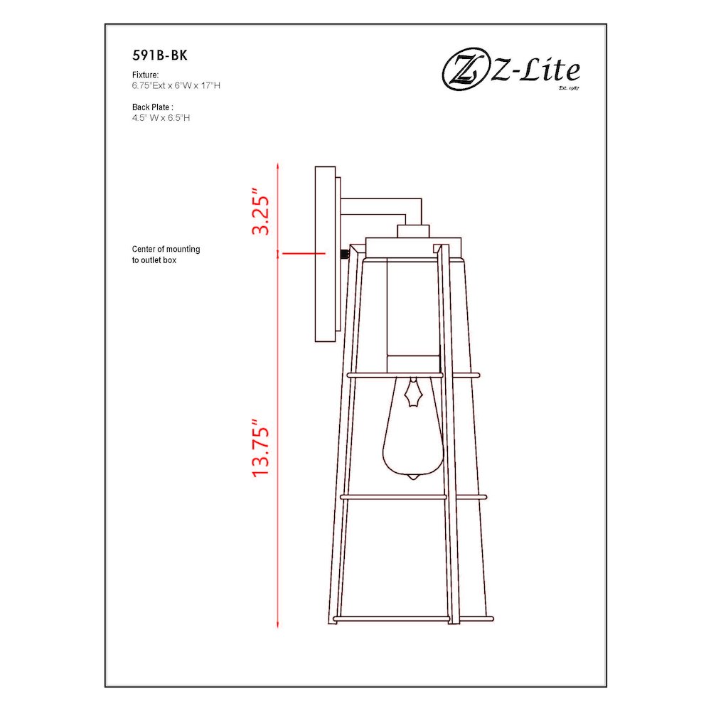 Z-Lite 1 Light Outdoor Wall Light. Picture 9