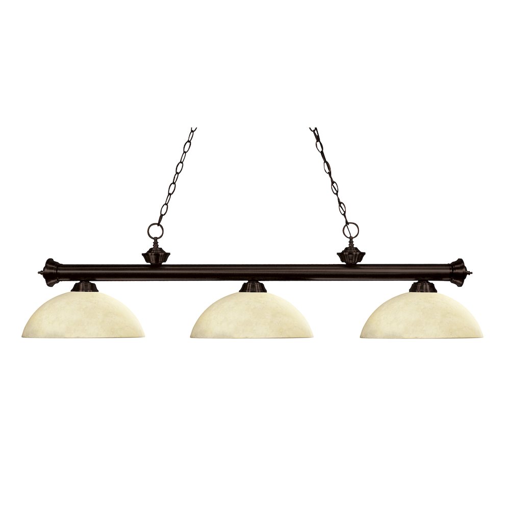 Z-Lite Riviera 3 Light Billiard, Steel Frame, Golden Mottle Shade Color. Picture 1