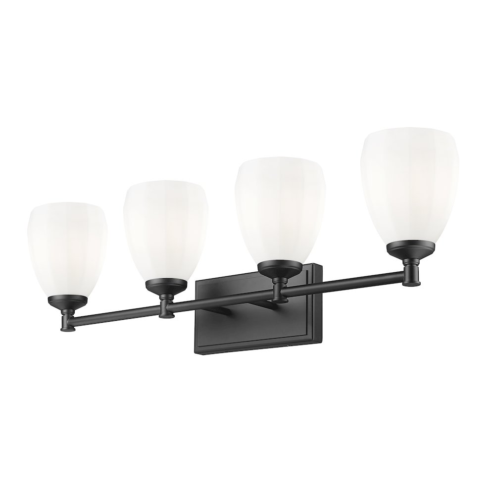 Z-Lite Oren 4 Light Vanity in Matte Black color, Steel frame. Picture 3