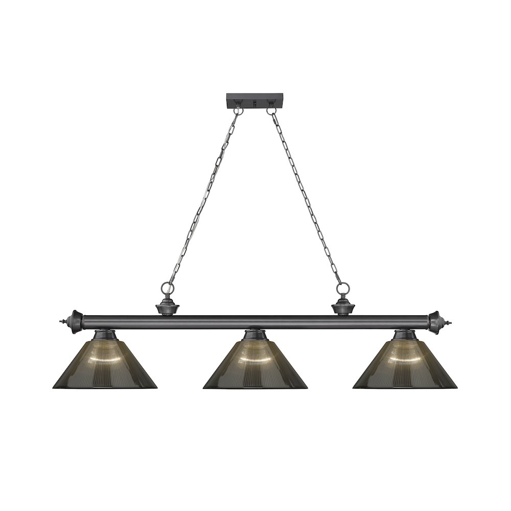 Z-Lite Cordon 3 Light Billiard, Steel Frame, Smoke Shade Color. Picture 2