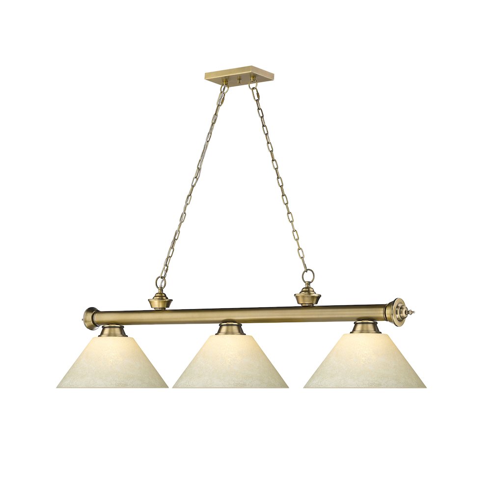 Z-Lite Cordon 3 Light Billiard, Steel Frame, Golden Mottle Shade Color. Picture 3