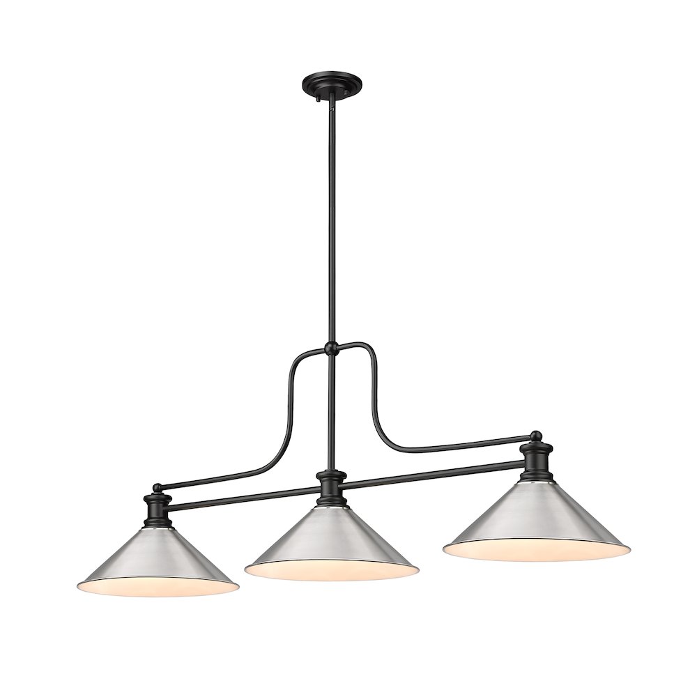 Z-Lite Melange 3 Light Billiard, Steel Frame, Brushed Nickel Shade Color. Picture 1