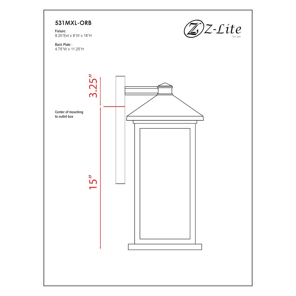 Z-Lite 1 Light Outdoor Wall Light. Picture 8