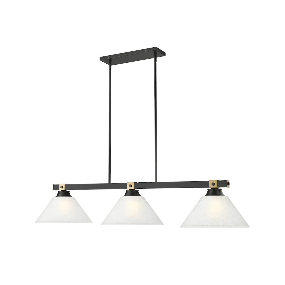 Z-Lite Bronte 3 Light Billiard, Steel Frame, White Linen Shade Color. Picture 3