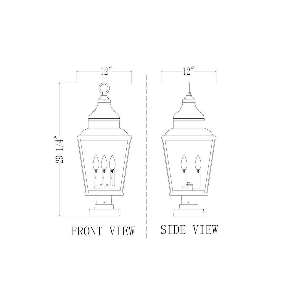 Z-Lite 3 Light Outdoor Pier Mounted Fixture, Sand Black. Picture 8
