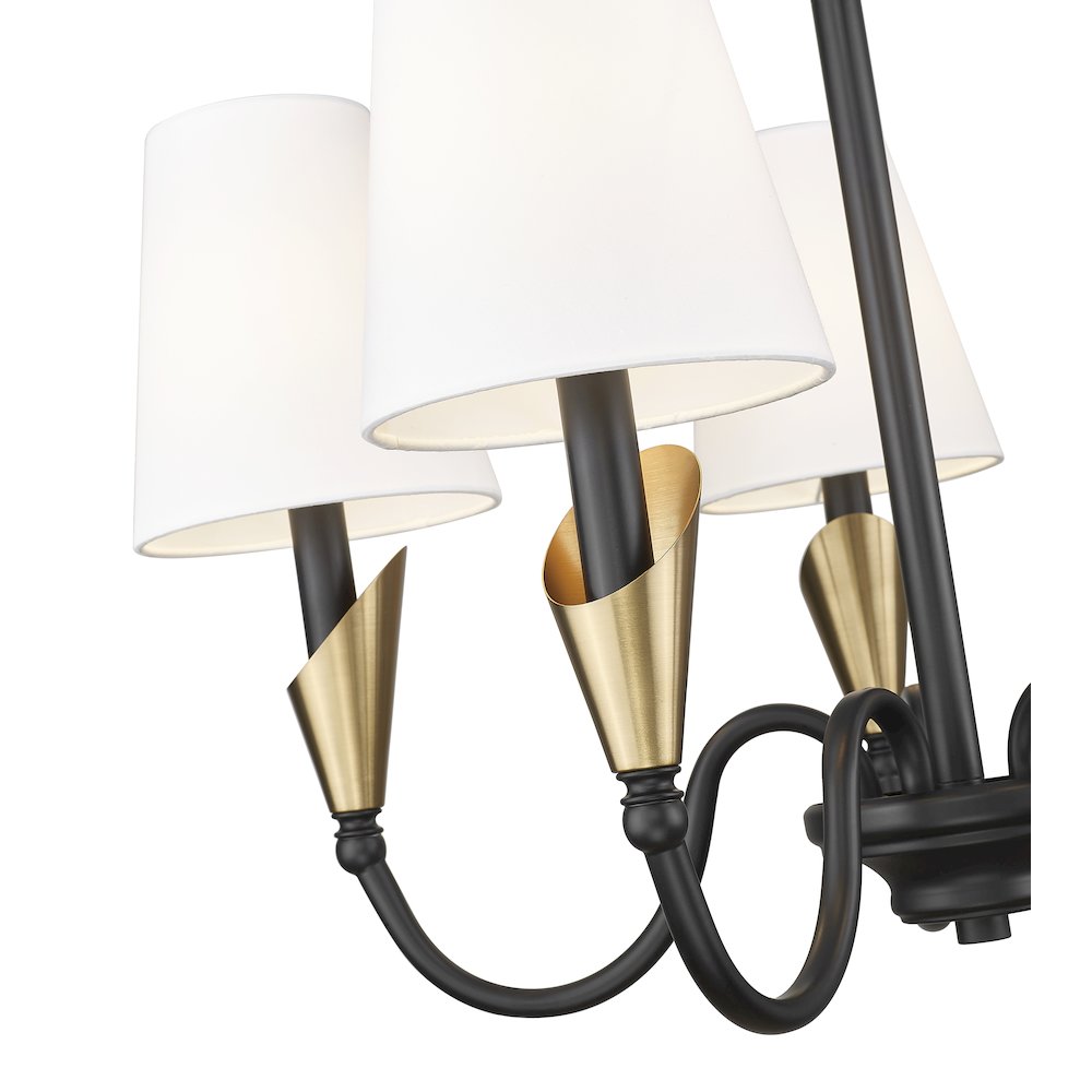 Z-Lite Claudelle 5 Light Chandelier in Matte Black + Modern Gold color. Picture 4
