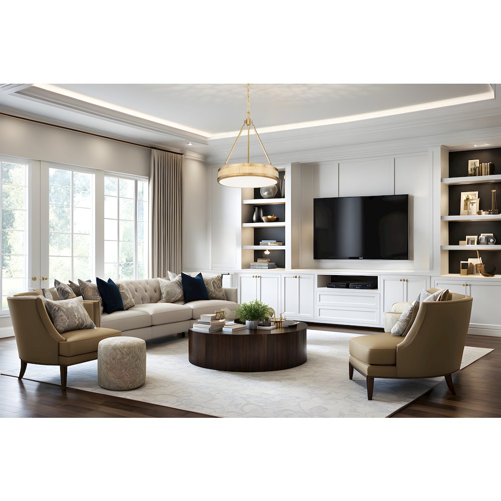 Z-Lite 3 Light Pendant, Modern Gold. Picture 6