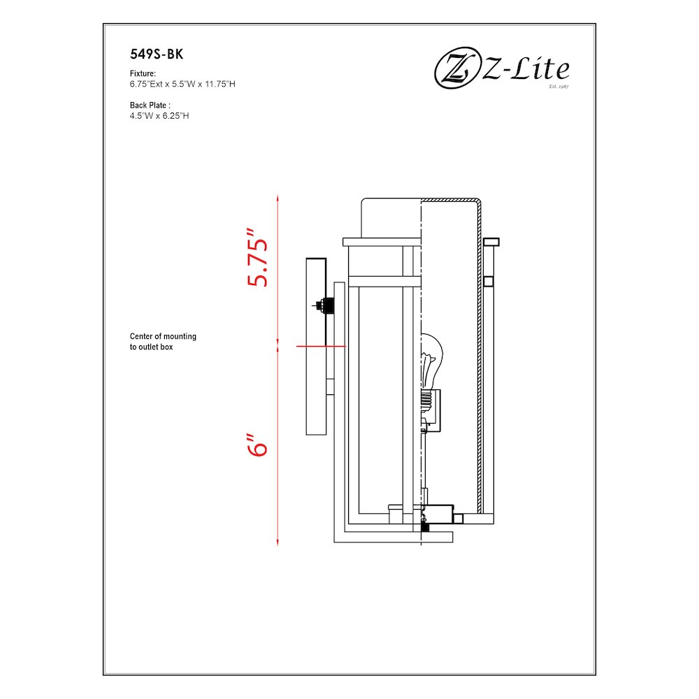 Z-Lite 1 Light Outdoor Wall Light. Picture 2