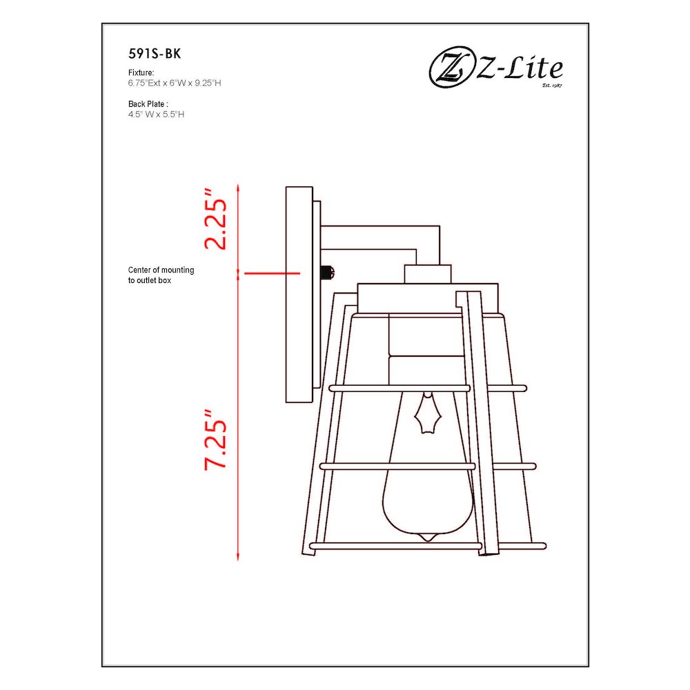 Z-Lite 1 Light Outdoor Wall Light. Picture 9