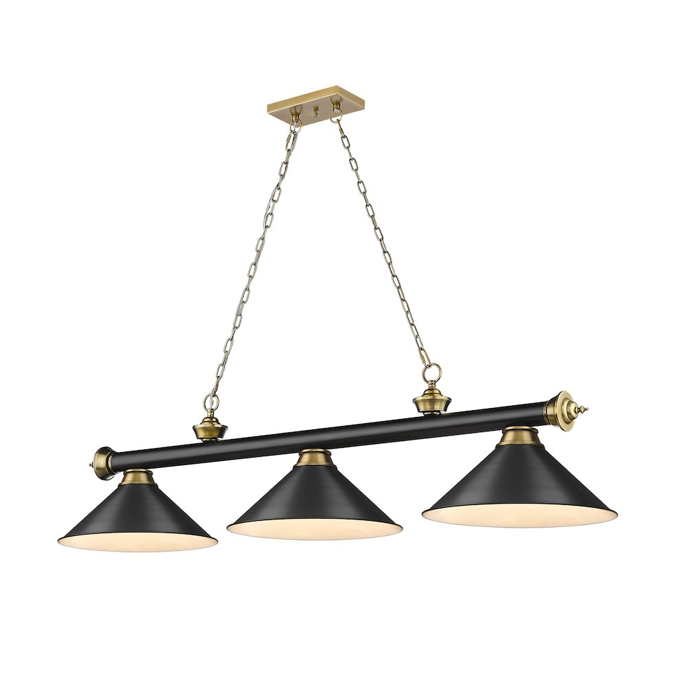 Z-Lite Cordon 3 Light Billiard, Steel Frame, Matte Black Shade Color. Picture 1