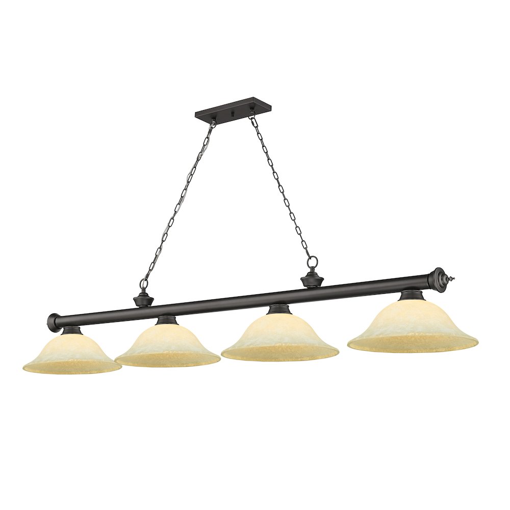 Z-Lite Cordon 4 Light Billiard, Steel Frame, Golden Mottle Shade Color. Picture 1