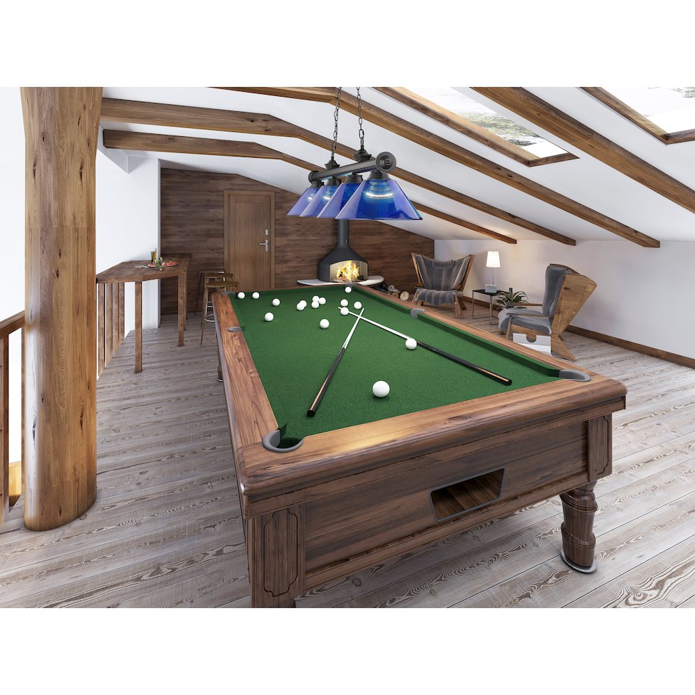 Z-Lite Cordon 4 Light Billiard, Steel Frame, Dark Blue Shade Color. Picture 7