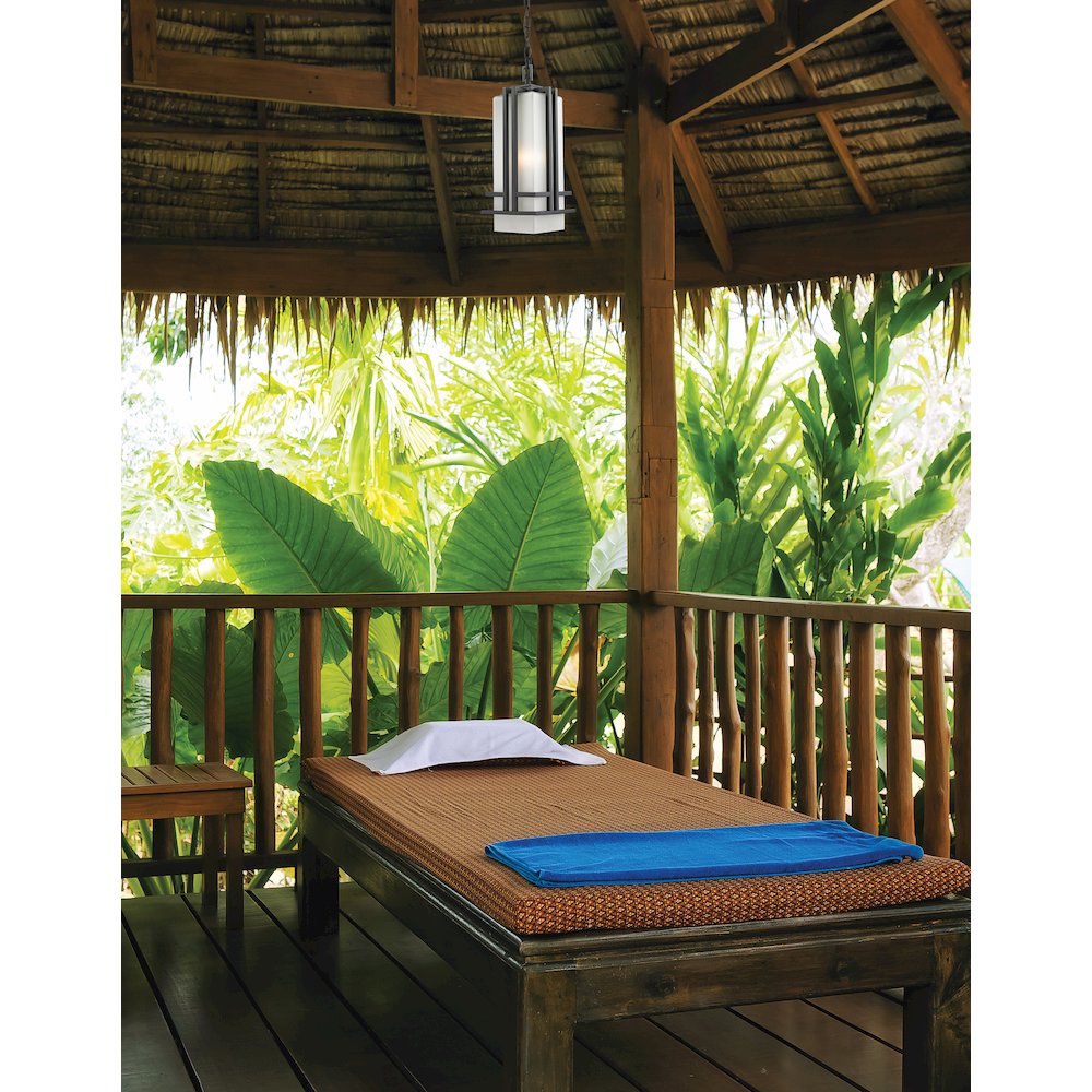 Z-Lite Abbey 1 Light Outdoor Chain Mount Ceiling Fixture, Black. Picture 2
