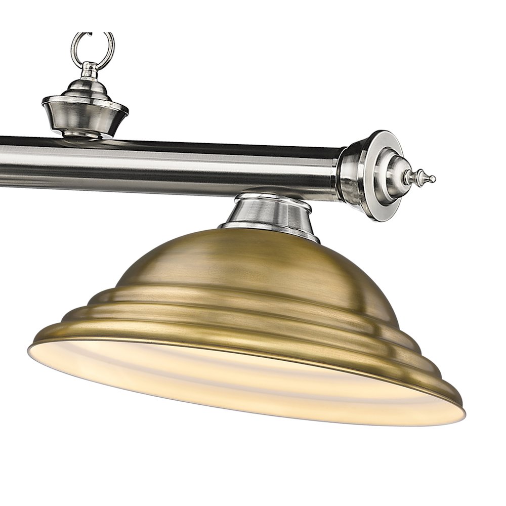 Z-Lite Cordon 3 Light Billiard, Steel Frame, Rubbed Brass Shade Color. Picture 4