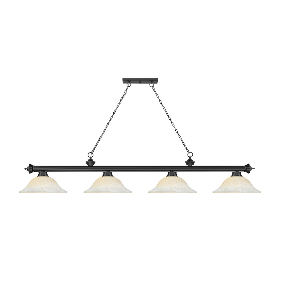 Z-Lite Cordon 4 Light Billiard, Steel Frame, White Mottle Shade Color. Picture 2