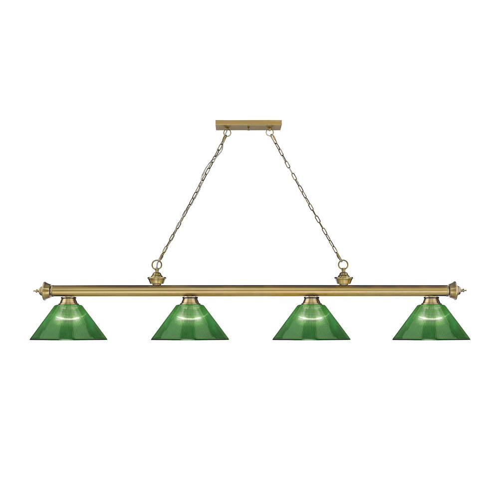 Z-Lite Cordon 4 Light Billiard, Steel Frame, Green Shade Color. Picture 2