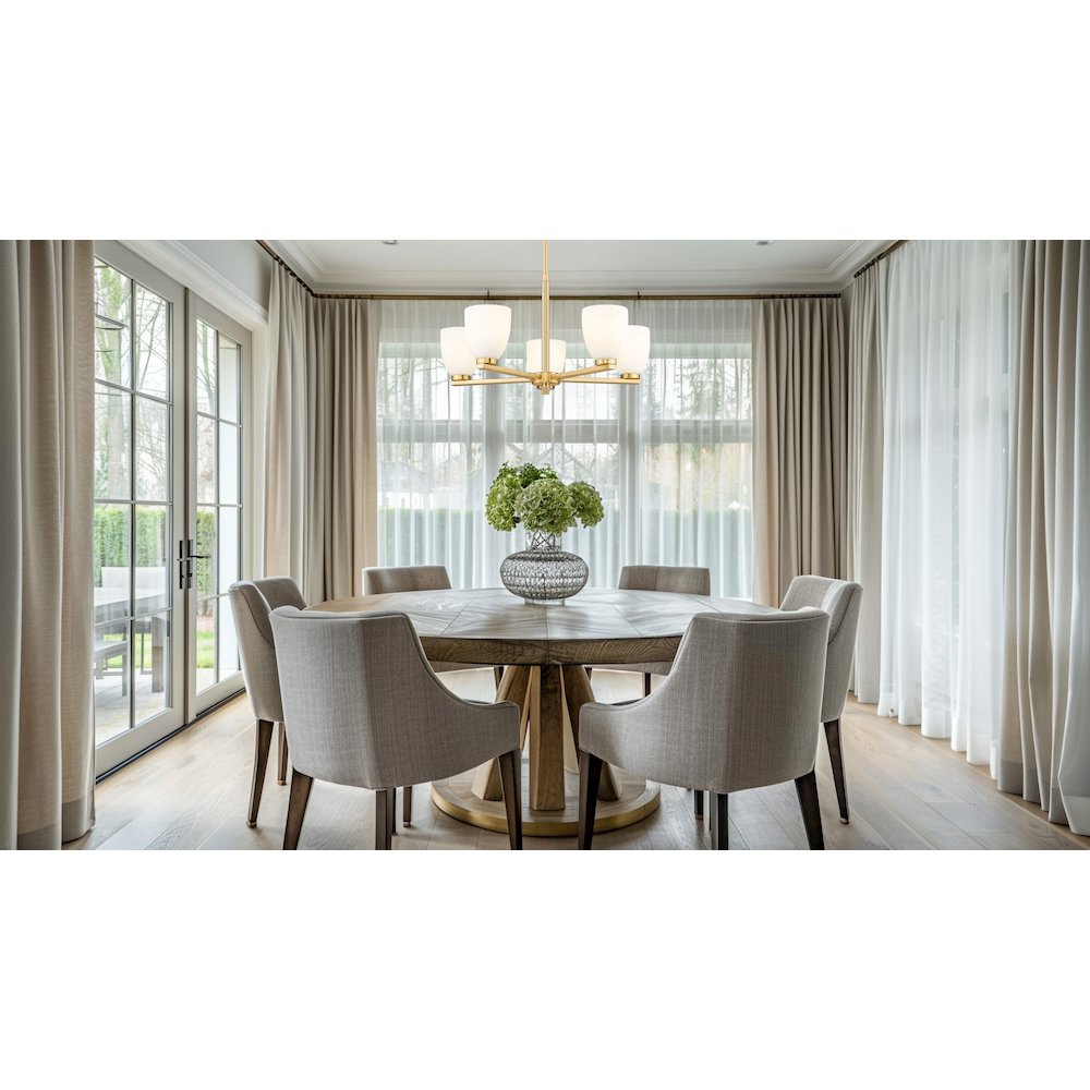 Z-Lite Naya 5 Light Chandelier in Modern Gold color, Steel frame. Picture 6