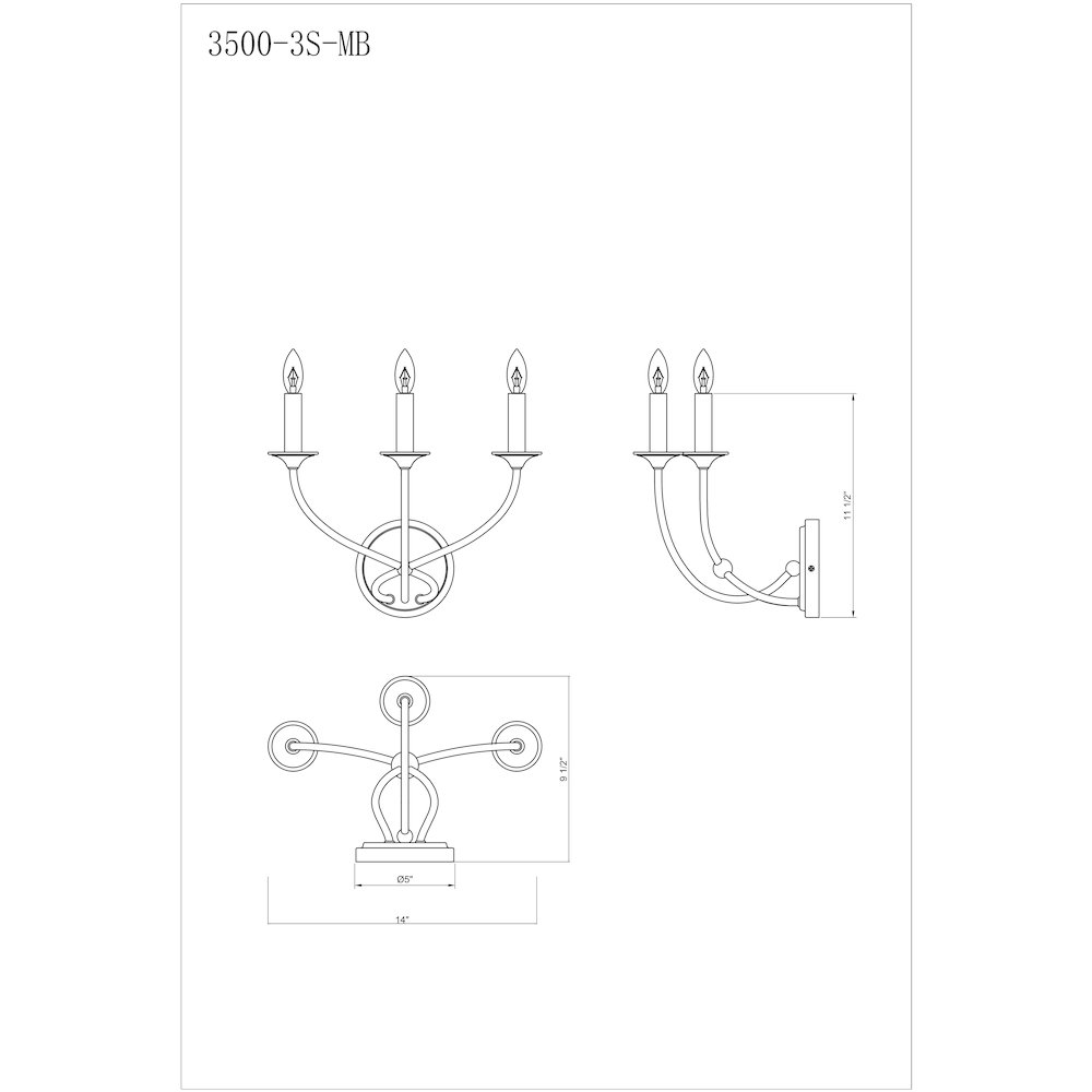 Z-Lite 3 Light Wall Sconce. Picture 8