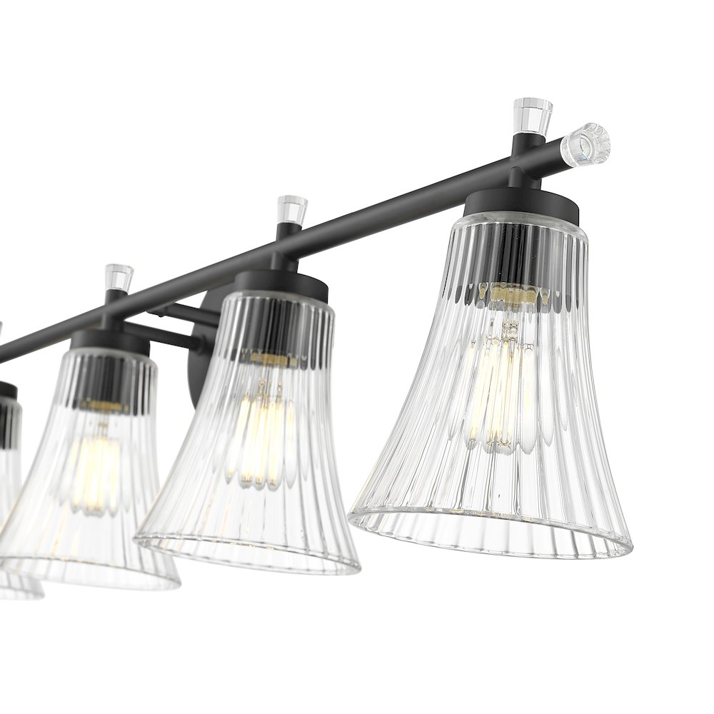 Z-Lite Belle 5 Light Vanity in Matte Black color, Steel frame. Picture 4
