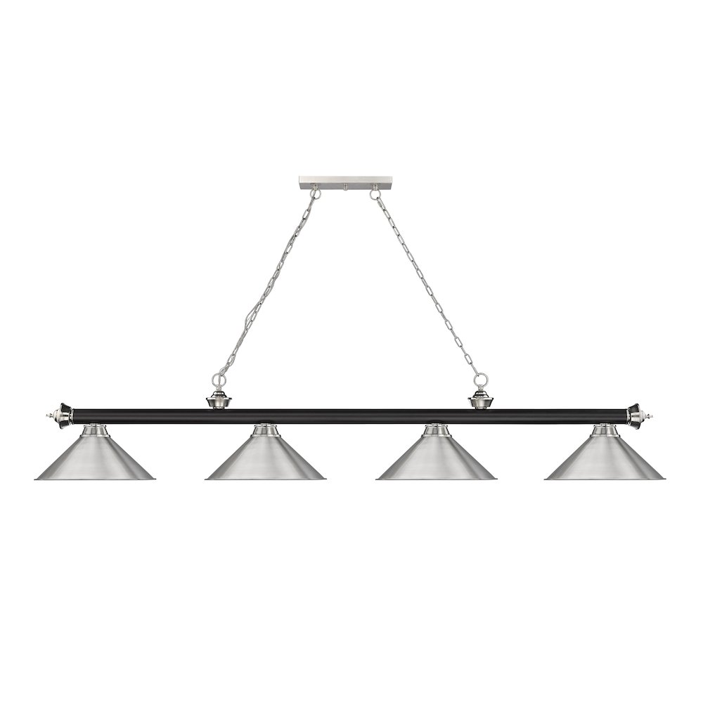 Z-Lite Cordon 4 Light Billiard, Steel Frame, Brushed Nickel Shade Color. Picture 2