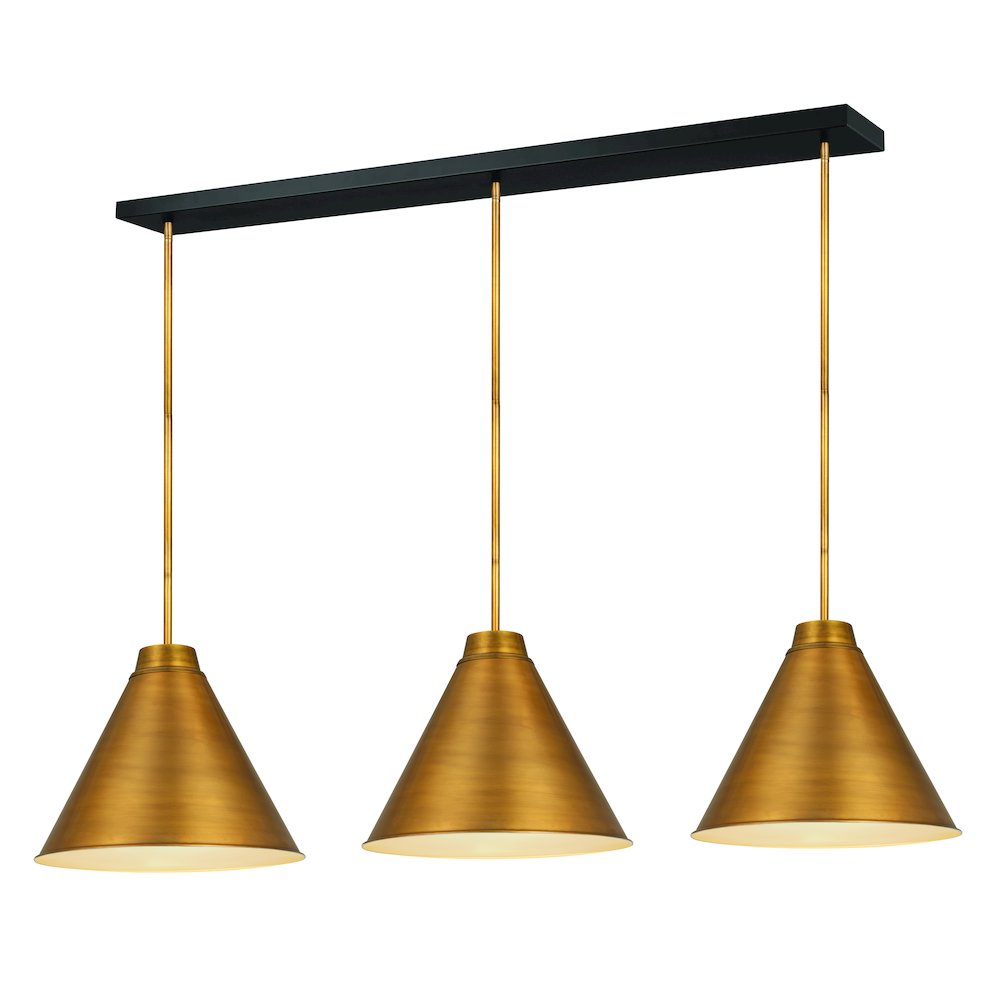 Z-Lite 3 Light Pendant, Rubbed Brass Frame Finish. Picture 1