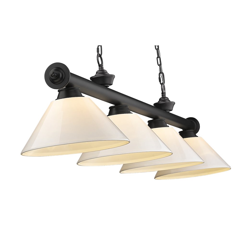 Z-Lite Cordon 4 Light Billiard, Steel Frame, White Shade Color. Picture 4
