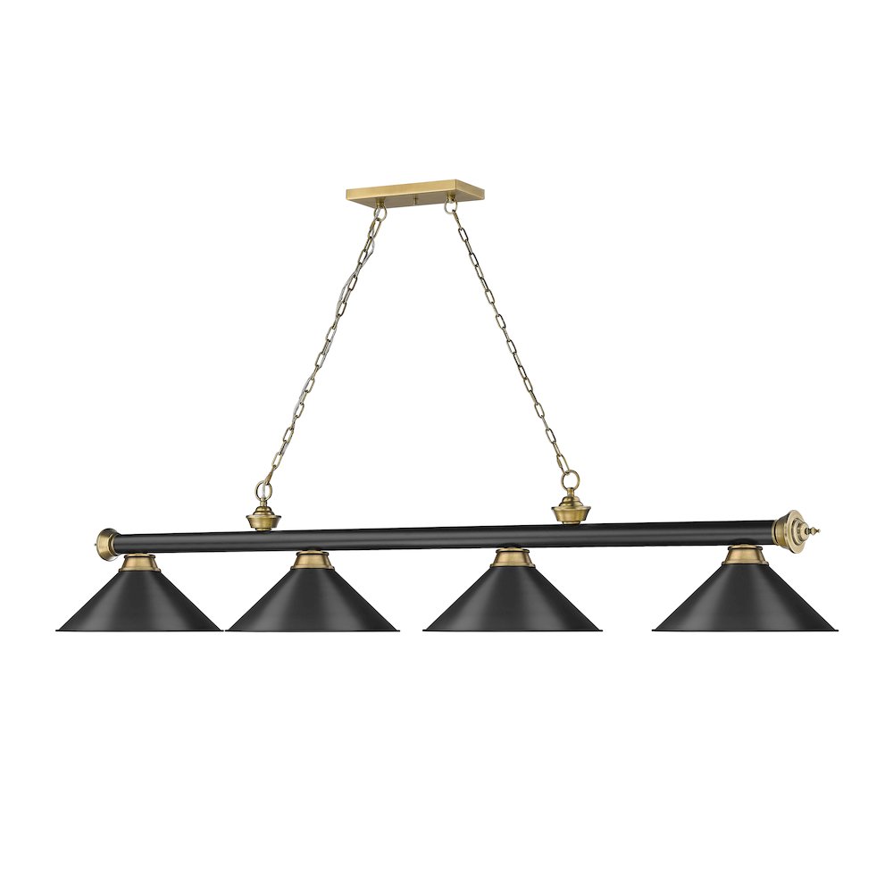 Z-Lite Cordon 4 Light Billiard, Steel Frame, Matte Black Shade Color. Picture 2