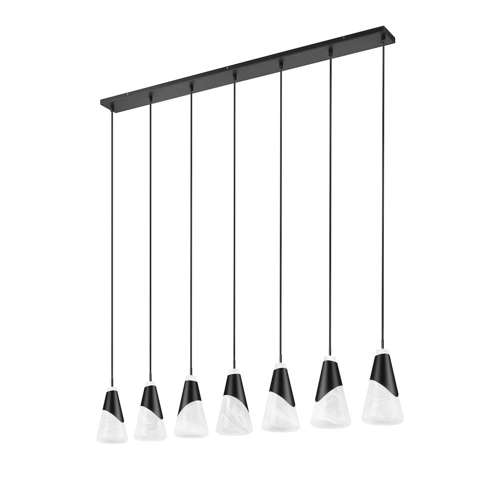 Z-Lite Aimie 7 Light Linear Chandelier, Matte Black. Picture 5